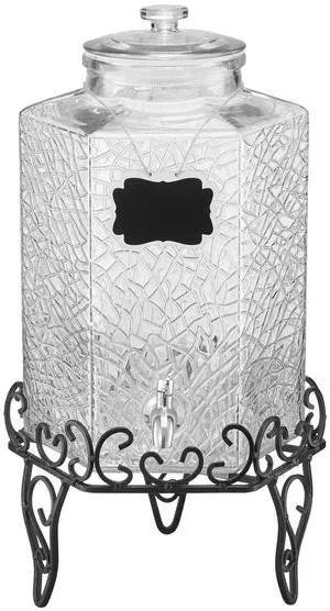 Drink Dispenser 2.5 Gal Beverage Dispenser for Parties Glass with Stand