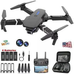 WIFI RC Drone With 4K HD Dual Camera FPV Foldable Quadcopter +4 Battery US