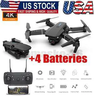 New RC Drone With 4K HD Dual Camera WiFi FPV Foldable Quadcopter +4 Battery