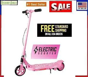 Electric & kick 2-in-1 Scooter max speed 8 mph 12v batt kids girls ages 8+ Pink