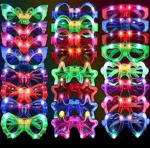 24 Packs LED Glasses for kids Glow in the dark Party Supplie Favor 6 LED 6 Shape