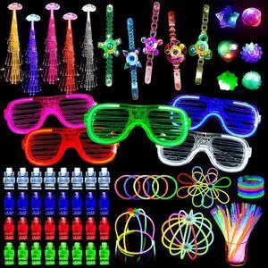 153 Packs Glow in the Dark Party Supplies LED Light Up Toys Bulk Party Favors