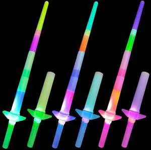 Light Up LED Swords Expandable Laser Sabers Glow in Dark, Mini Glow Sticks 4 PCS