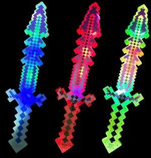 Light-Up Diamond Pixel Sword LED Motion Activated Flashing Lights 24 inch Blue