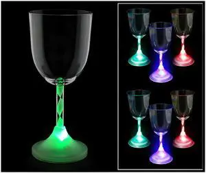 LED Light Up Flashing Wine Goblet Wine Glasses, Set of 6