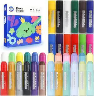 36 Colors Tempera Paint Sticks Set Quick-Drying & WashableArt Supplies for Kids