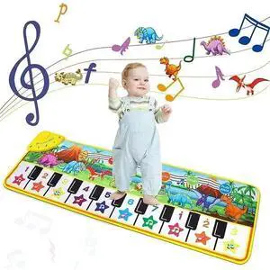 Piano Mat for Kids 43" x 14" Floor Music Mat with 10 Demo Songs 8 Dinosaur Sound