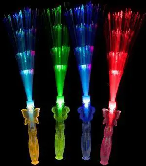LED Fiber Optic Wands Light Up Fiber optic Glow Stick Star Heart Butterfly 8 PC