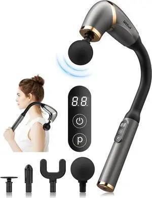Massage Gun with Upgraded Extended Handle, Back Massager for Deep Pain Relief