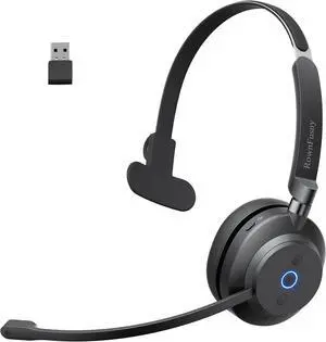 Wireless Headset with Mic Bluetooth 5.3 Mono Computer Headphones with USB Dongle
