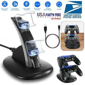 Dual USB Charger LED Station Dock Fast Charging Stand For Sony PS4 Controller