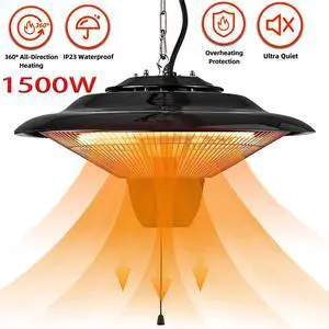 1500W Electric Hanging Patio Heater 360° Heating Outdoor Indoor Ceiling Heater