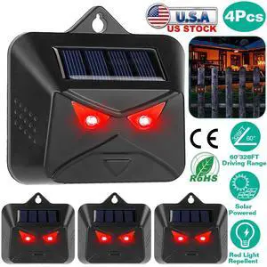 4Pc Solar Predator Guard Control Light LED Deterrent Light Night Animal repeller