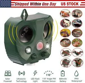 Outdoor Solar Ultrasonic Power Pest Animal Repeller Repellent Garden Cat Dog Fox