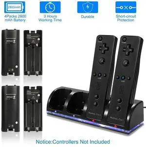 4 Rechargeable Battery Remote Controller Charger Charging Dock For Nintendo Wii