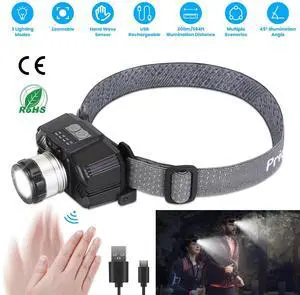 Motion Sensor Headlamp Adjustable LED Headlamp Waterproof Outdoor Flashlight US