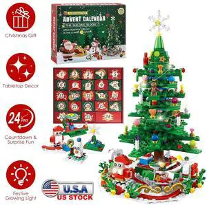 Christmas Tree Building Toy Tabletop Building Toy Xmas Tree Toys with LED Light