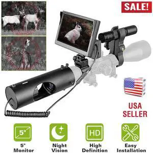 Night Vision Camera Hunting Scope 5" Screen 850nm Infrared Rifle Sight LED IR