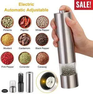 Electric Grinder Salt and Pepper Shaker Automatic Grinder Mill Stainless Steel