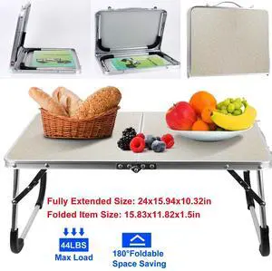 Portable Mini Foldable Picnic Camping Table Aluminum Sofa Bed Laptop Desk Tray