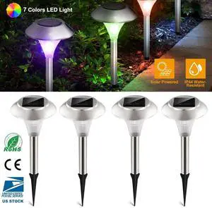 4Pack Outdoor Solar LED Garden Lights Color Changing Landscape Pathway Yard Lamp