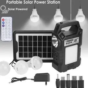 Portable Solar Power Station Backup Power Bank with 3 Bulbs For Camping Outage