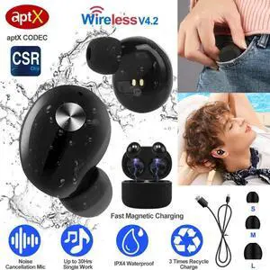 True Wireless Earbuds TWS Headset In-Ear Stereo Headphone IPX4 Magnetic Charging