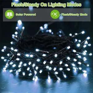 200 LED Solar String Fairy Lights Cool White Waterproof Outdoor Party Decoration