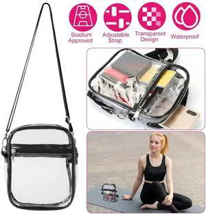 Women Clear PVC Tote Crossbody Bag Transparent Adjustable Handbag Stadium Purse