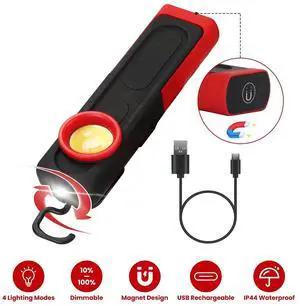 Portable Flashlight LED Work Light Pocket Light Magnetic Flat EDC Flashlight US