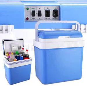Portable 12V Car Cooler Refrigerator Travel Cooling Warmer Fridge Box Handle 24L