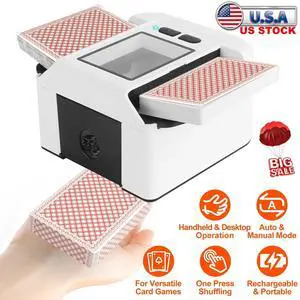 2 Deck Automatic Card Shuffler Poker UNO Machine Portable Handheld Card Shuffler
