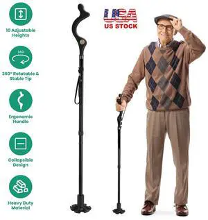 Heavy Duty Walking Cane Black Posture Walking Stick for Hiking Old People Cane