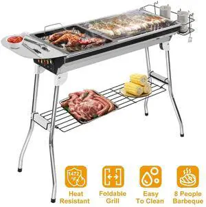 Portable Folding Charcoal BBQ Grill Stainless Steel For Picnic Camping Outdoor Portable Folding Charcoal BBQ Grill Stainless Steel For Picnic Camping Outdoor