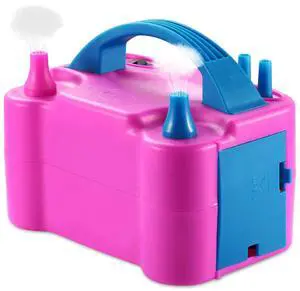 Portable Double Electric Balloon Air Pump Inflator 110V Blower Party Pink USA