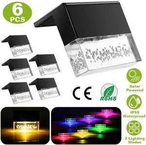6Pcs Outdoor Solar LED Deck Lights Garden Path Pathway Patio Stairs Fence Lamp