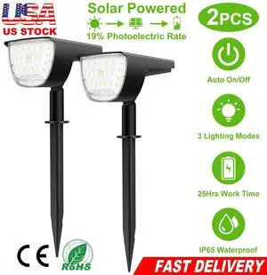 2pcs Solar Spotlight 32 LED Security Light Outdoor Garden Landscape Pathway Lamp