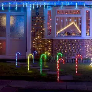 4Pcs Christmas Candy Cane Solar Light Stake Light Lamp Yard Lights Garden Decor