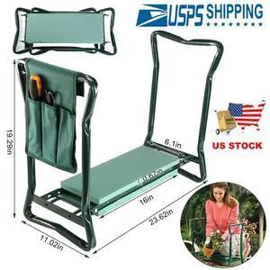 Portable Folding Garden Kneeler Seat with EVA Bench Kneeling Pad and Tool Pouch