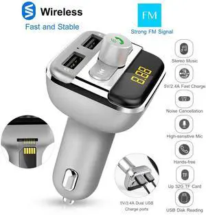 Wireless Handsfree Car Kit FM Transmitter MP3 Player Dual USB Charger US