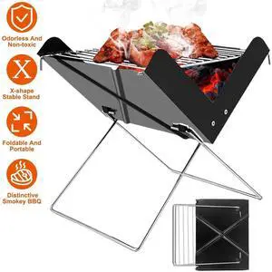 Foldable BBQ Grill Charcoal Barbecue Portable X Grill Tabletop Outdoor Smoker Foldable BBQ Grill Charcoal Barbecue Portable X Grill Tabletop Outdoor Smoker