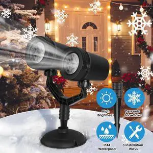 Christmas Dual-Head Light Snowflake Projector Light Garden Stake Light Decors