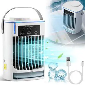 4 in 1 Portable Cooler Air Conditioner Fan Cold Mist Air Humidifier Table Fan