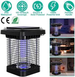 Solar Powered Outdoor Mosquito Fly Bug Insect Zapper Indoor Killer Trap Lamp