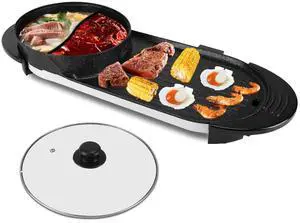 Electric Hot Pot & BBQ Grill 2200W Cooker Non-Stick BBQ Grill for Party Camping Electric Hot Pot & BBQ Grill 2200W Cooker Non-Stick BBQ Grill for Party Camping