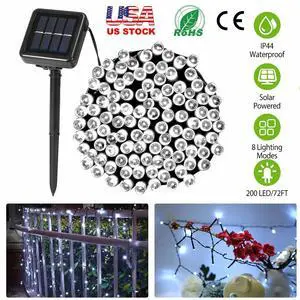 200LED Solar Fairy String Lights 72ft Outdoor Waterproof Party Lamp Garden Decor