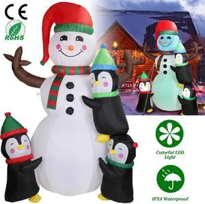 70" Inflatable Christmas Snowmen Blow-Up Outdoor Indoor Display with LED Lights