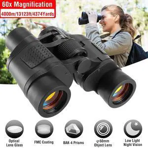 60X60 HD Hunting Binoculars BAK-4 Hiking Camping Telescope Day Night Version