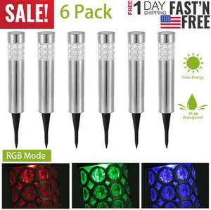 6Pcs Outdoor Solar Light Waterproof RGB Garden Lamp Landscape Lawn Decor Light