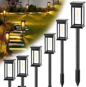 6 Pack Waterproof Solar Stake Light 3500K Garden Yard Auto On/Off Landscap Lamp